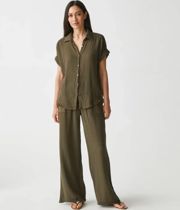 Michael Stars Bailey Gauze Button Down Shirt- Tops, Blouses & Shirts