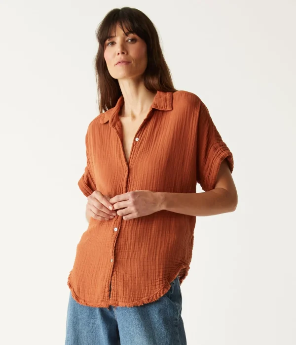 Michael Stars Bailey Gauze Button Down Shirt- Tops, Blouses & Shirts