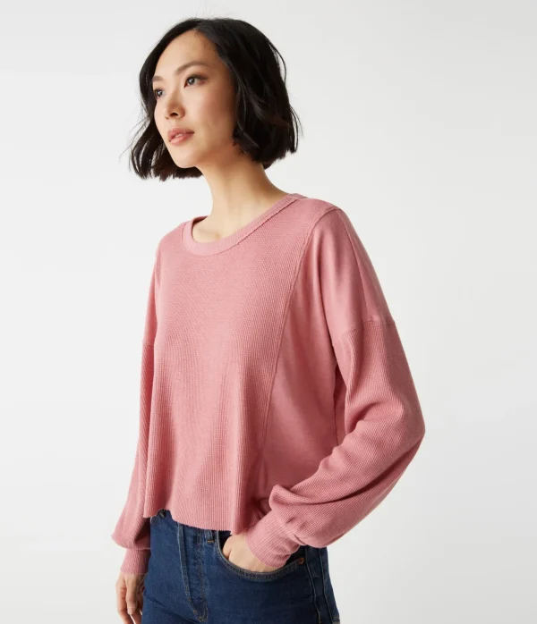 Michael Stars Cait Mixed Fabric Tee- T-Shirts | Loungewear