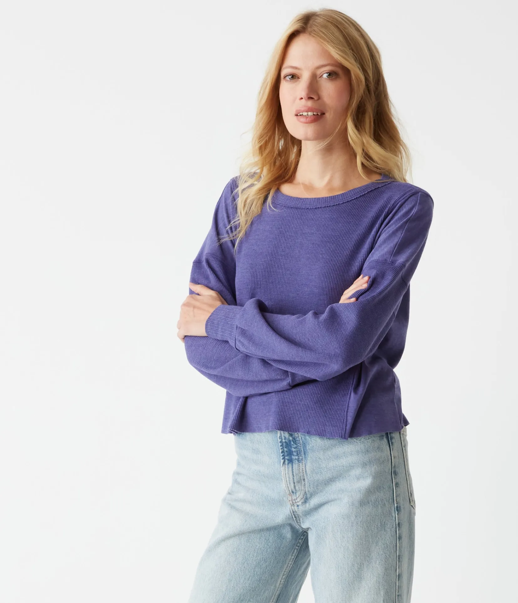 cait_mixed_fabric_tee_10.webp Michael Stars Cait Mixed Fabric Tee- T-Shirts | Loungewear