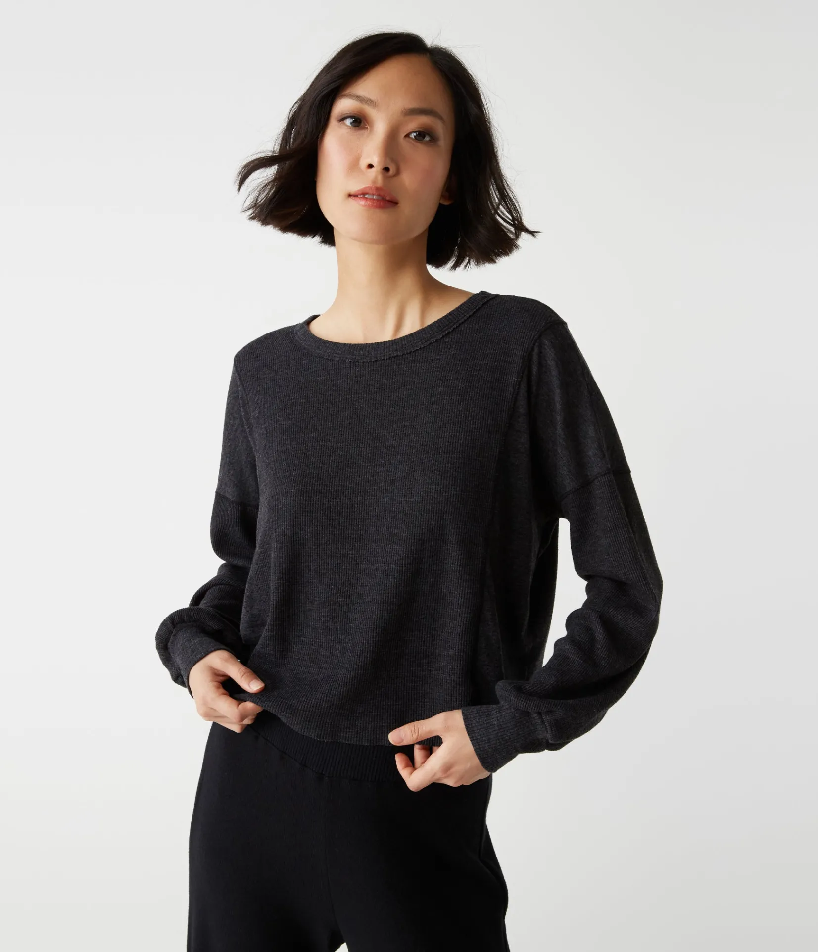 cait_mixed_fabric_tee_12.webp Michael Stars Cait Mixed Fabric Tee- T-Shirts | Loungewear