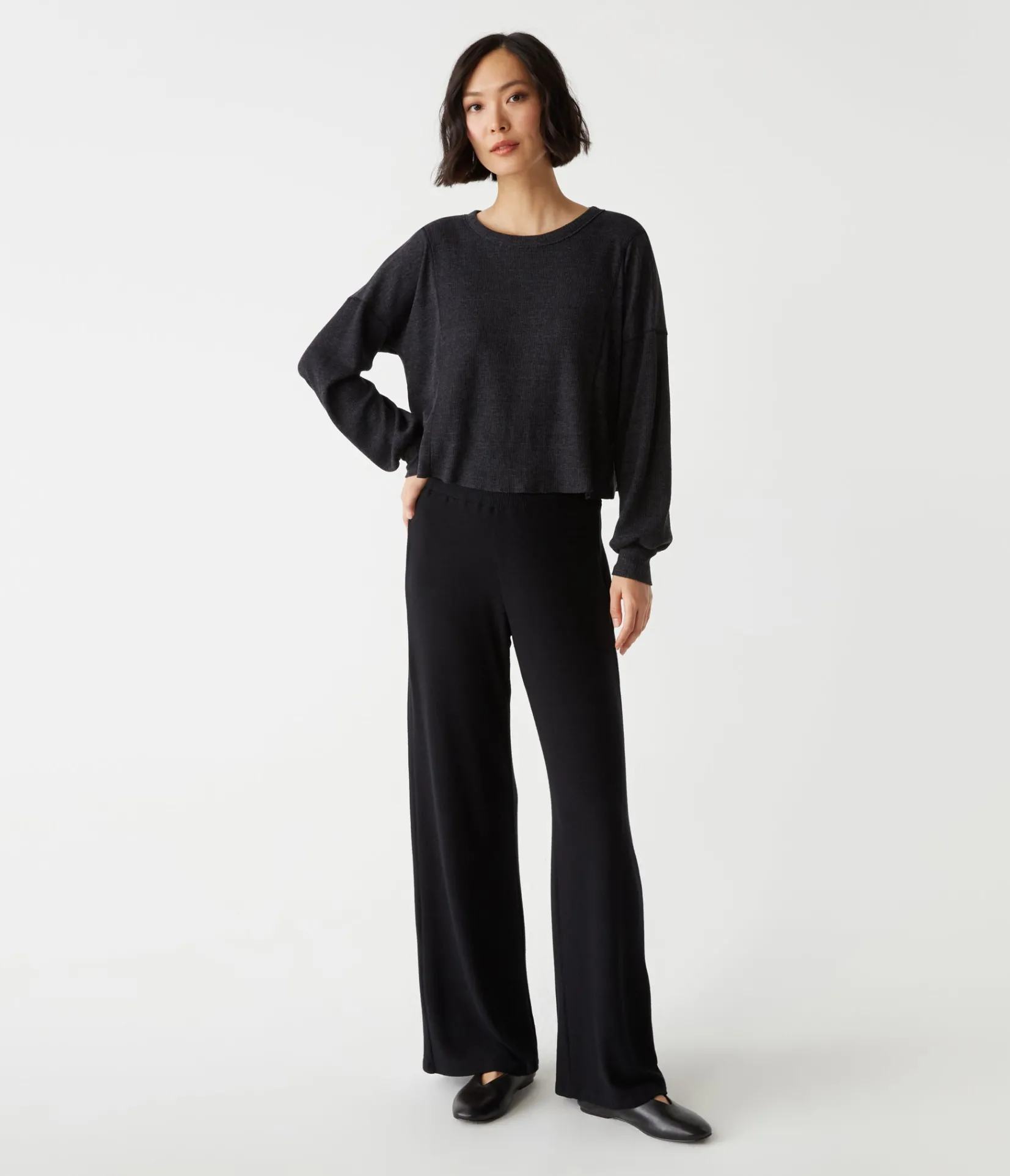 cait_mixed_fabric_tee_13.webp Michael Stars Cait Mixed Fabric Tee- T-Shirts | Loungewear