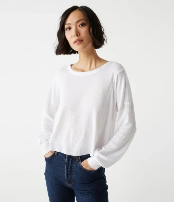 Michael Stars Cait Mixed Fabric Tee- T-Shirts | Loungewear