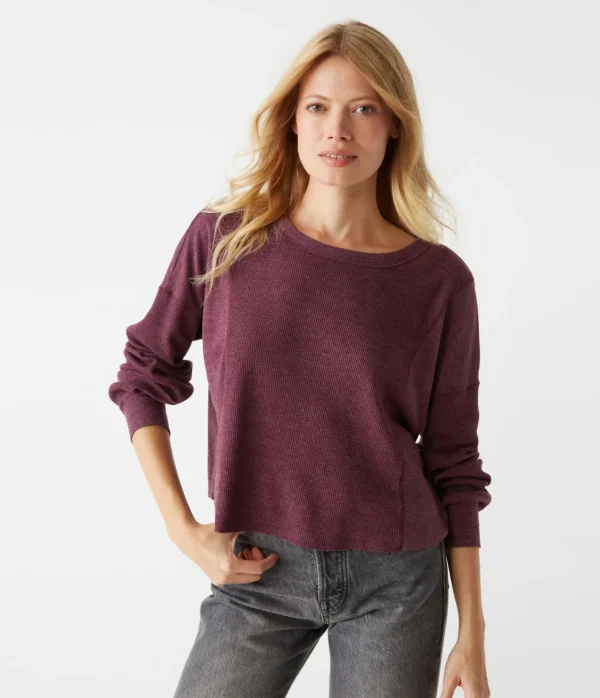 Michael Stars Cait Mixed Fabric Tee- T-Shirts | Loungewear