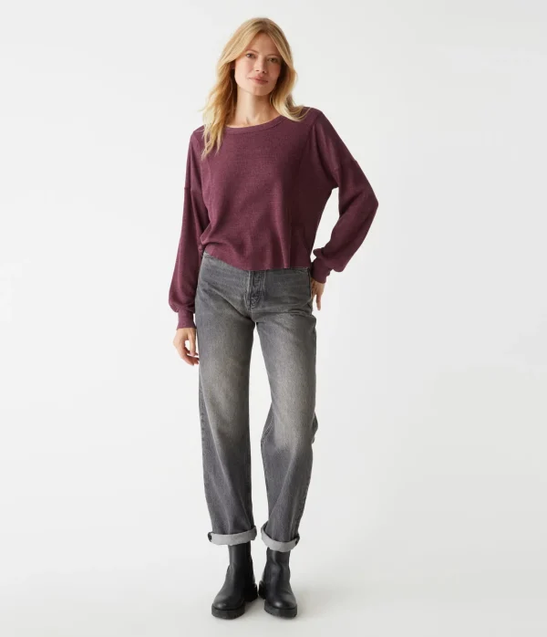 Michael Stars Cait Mixed Fabric Tee- T-Shirts | Loungewear