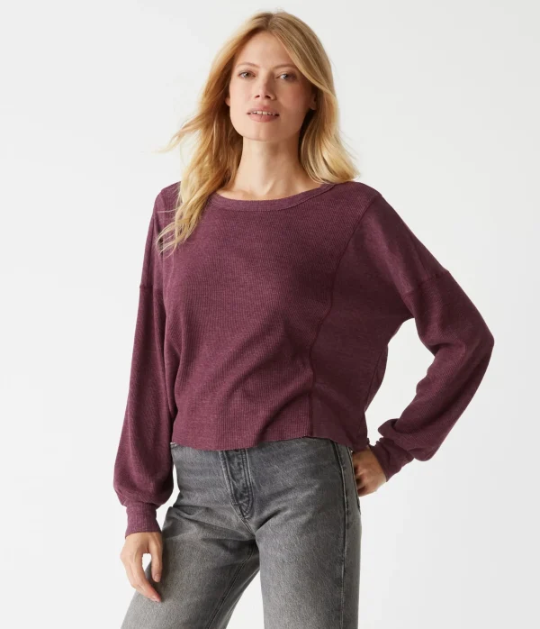 Michael Stars Cait Mixed Fabric Tee- T-Shirts | Loungewear