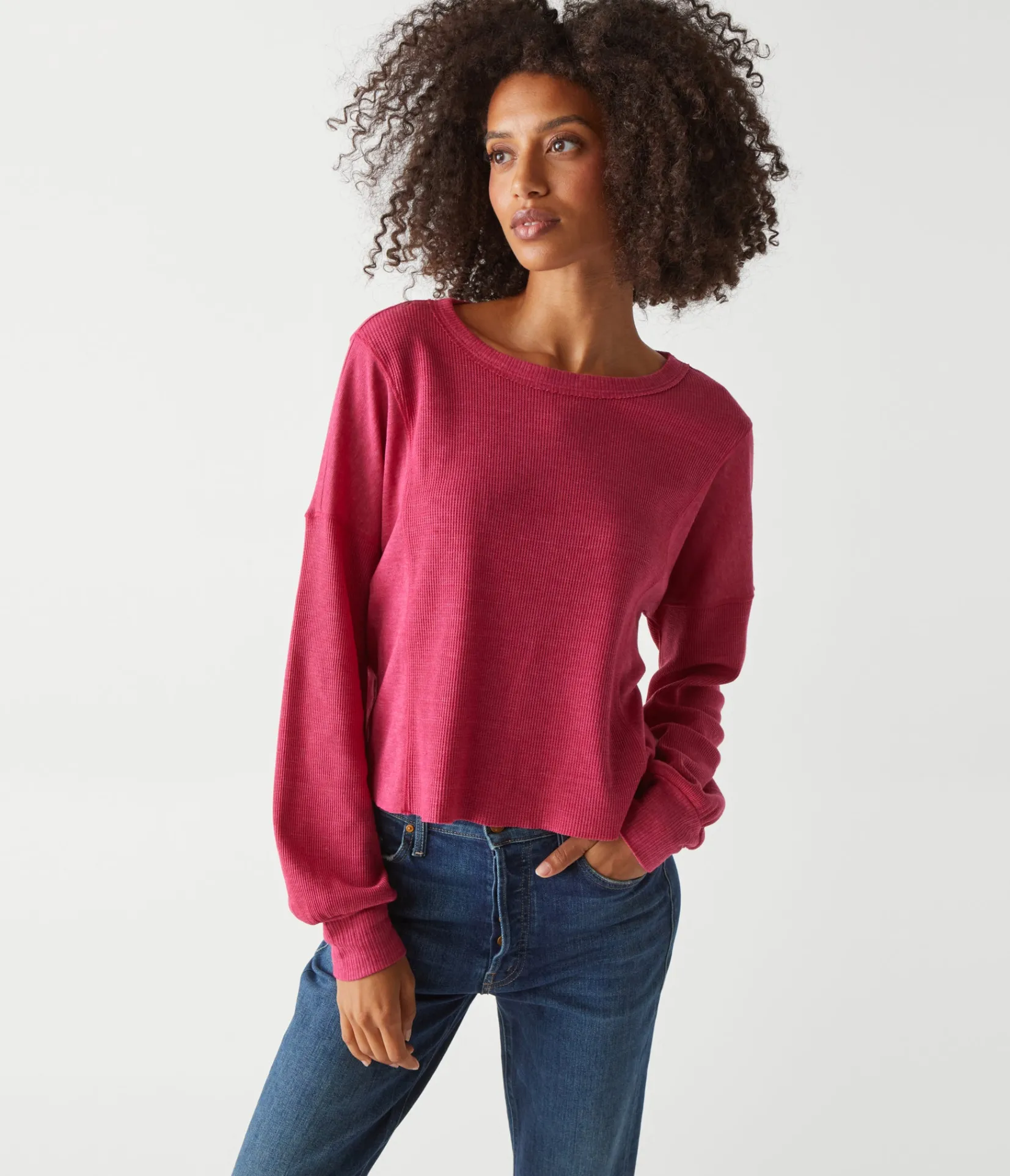 cait_mixed_fabric_tee_24.webp Michael Stars Cait Mixed Fabric Tee- T-Shirts | Loungewear