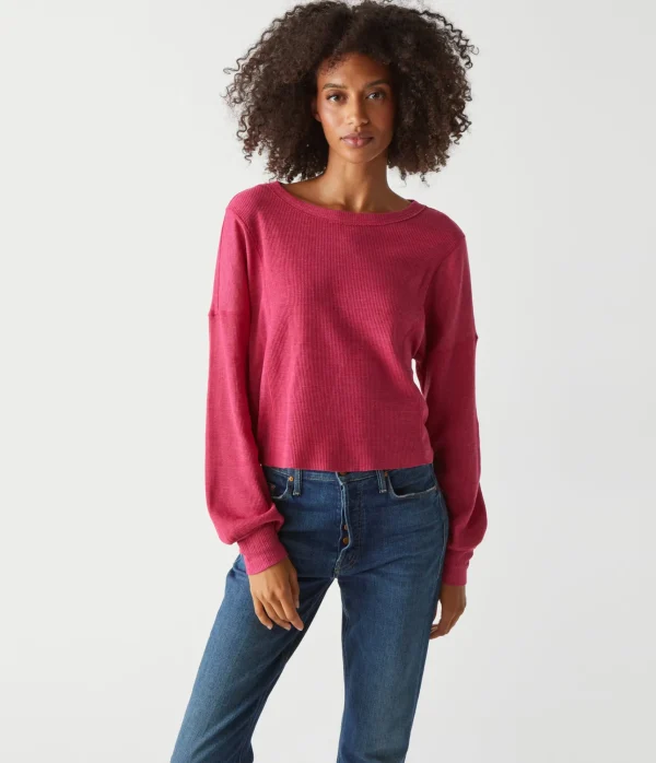 Michael Stars Cait Mixed Fabric Tee- T-Shirts | Loungewear