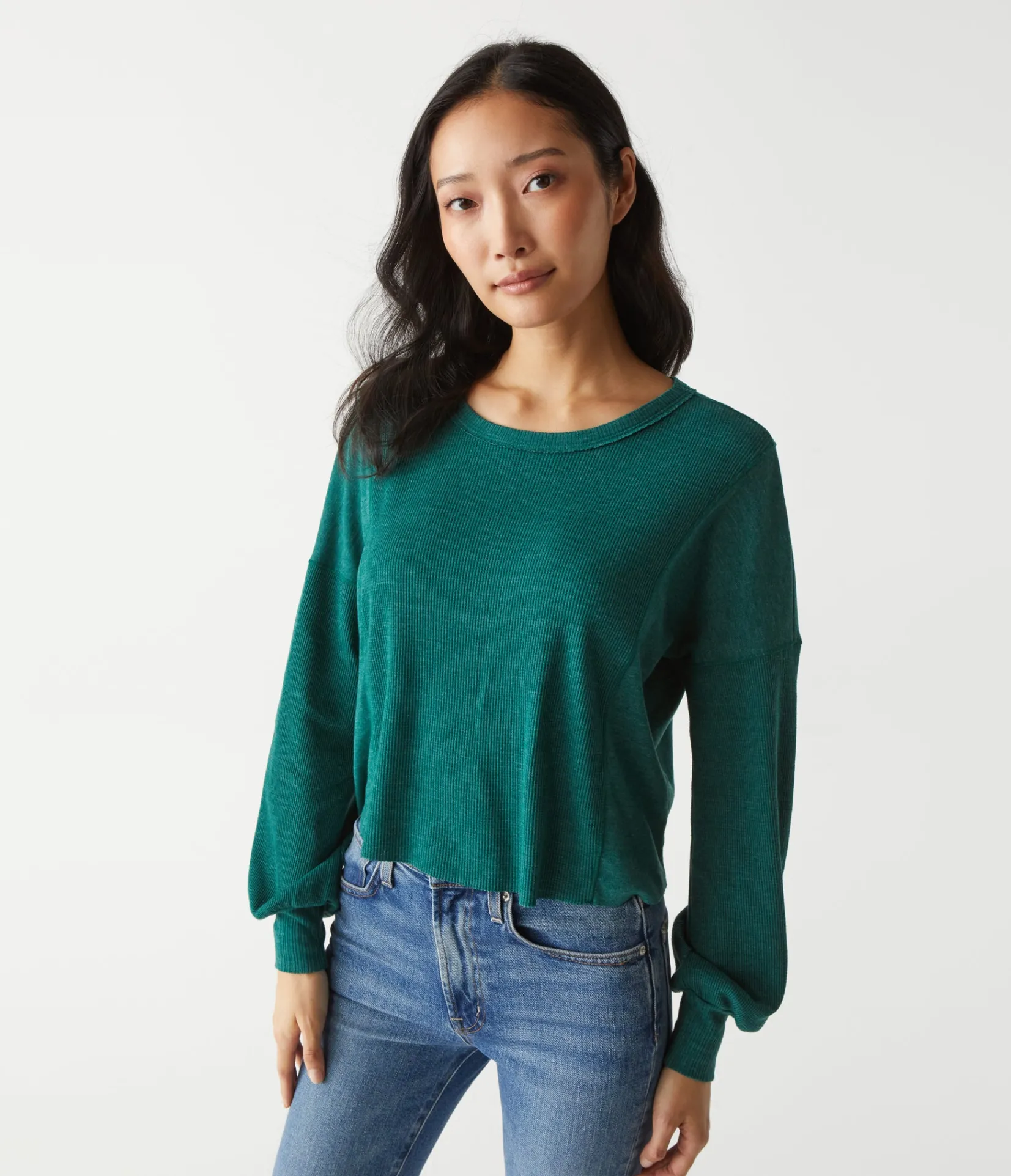 cait_mixed_fabric_tee_28.webp Michael Stars Cait Mixed Fabric Tee- T-Shirts | Loungewear