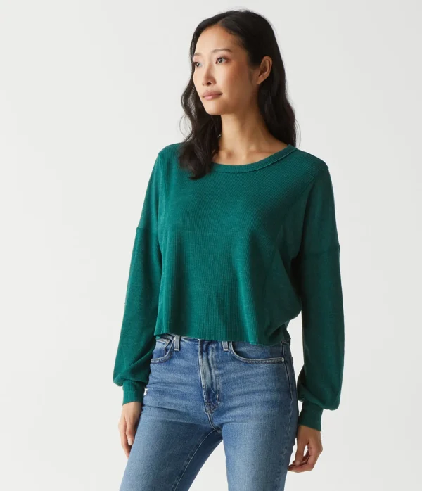 Michael Stars Cait Mixed Fabric Tee- T-Shirts | Loungewear