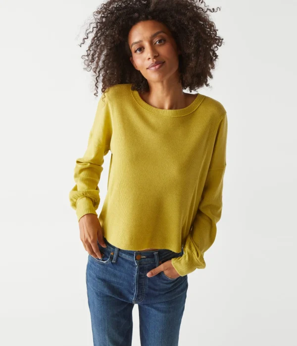 Michael Stars Cait Mixed Fabric Tee- T-Shirts | Loungewear