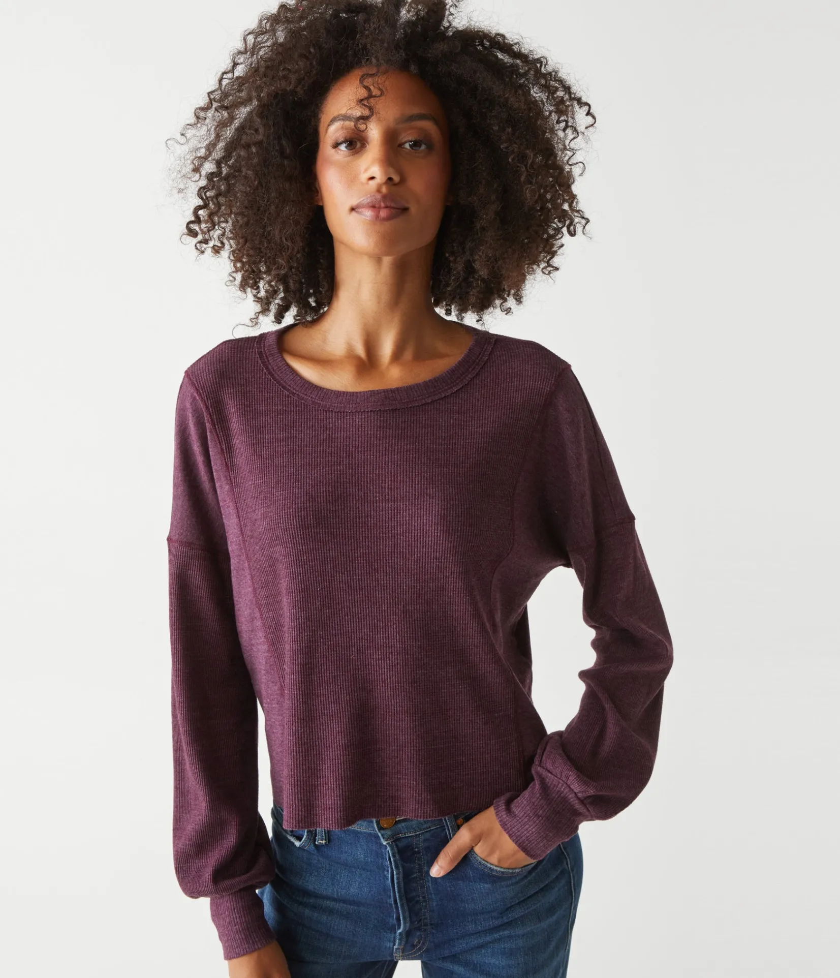 cait_mixed_fabric_tee_36.webp Michael Stars Cait Mixed Fabric Tee- T-Shirts | Loungewear