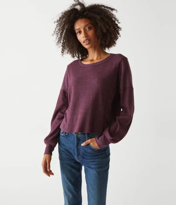 Michael Stars Cait Mixed Fabric Tee- T-Shirts | Loungewear