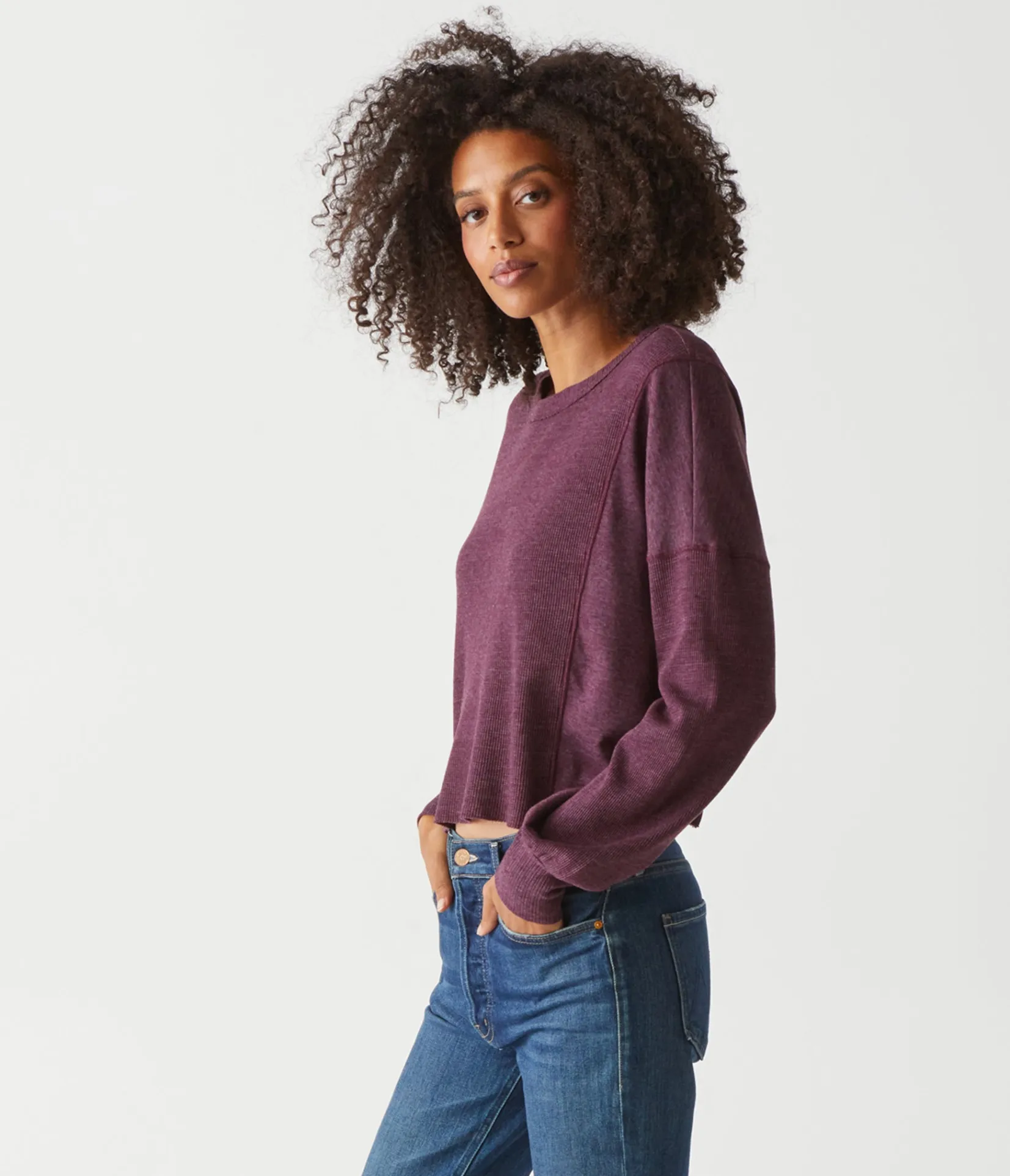 cait_mixed_fabric_tee_38.webp Michael Stars Cait Mixed Fabric Tee- T-Shirts | Loungewear