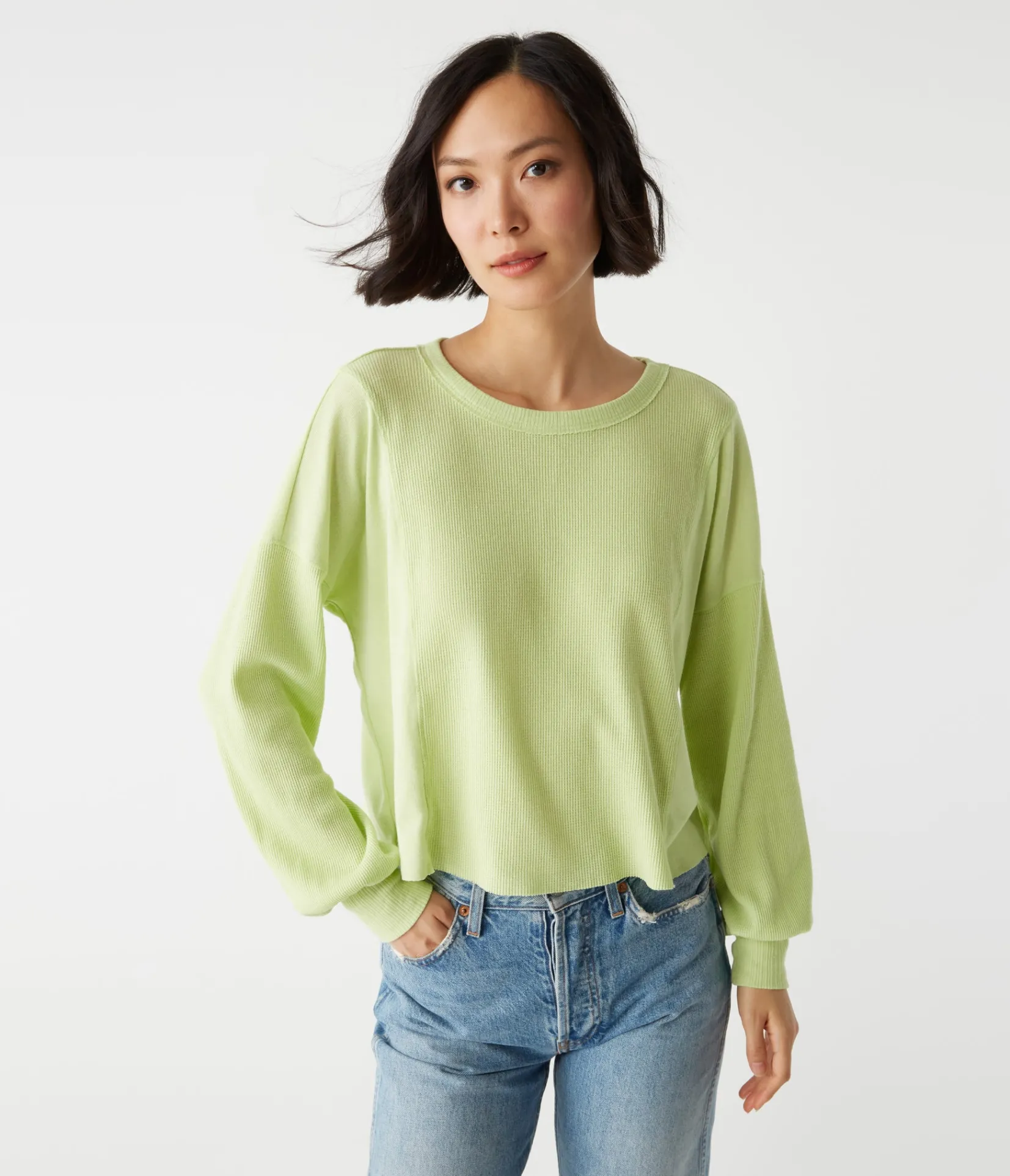 cait_mixed_fabric_tee_4.webp Michael Stars Cait Mixed Fabric Tee- T-Shirts | Loungewear