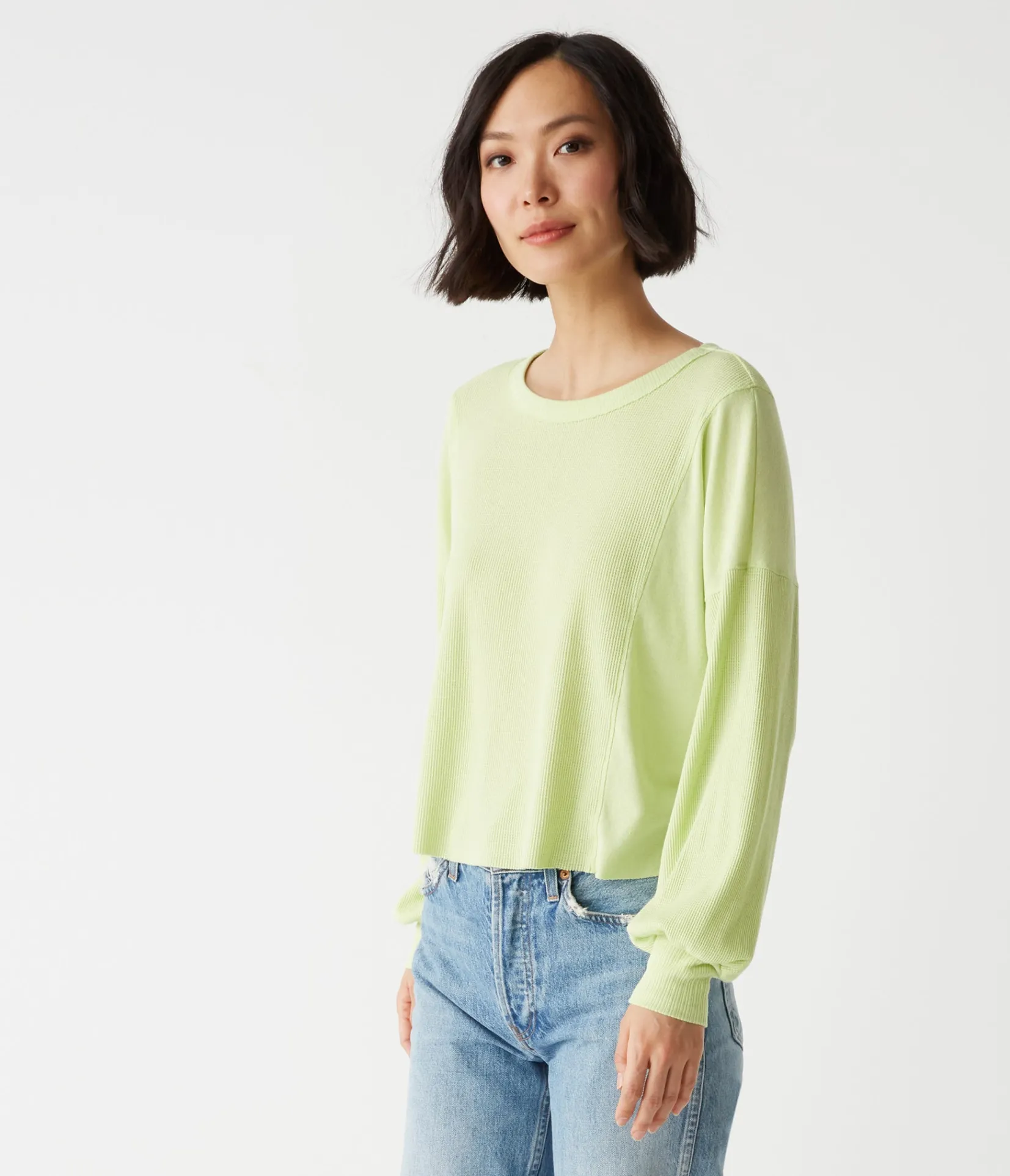 cait_mixed_fabric_tee_6.webp Michael Stars Cait Mixed Fabric Tee- T-Shirts | Loungewear