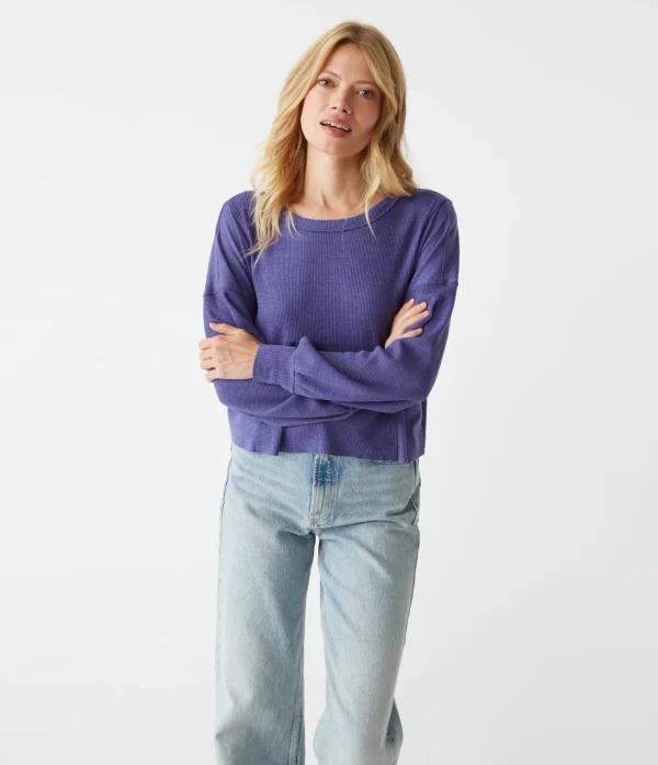 Michael Stars Cait Mixed Fabric Tee- T-Shirts | Loungewear