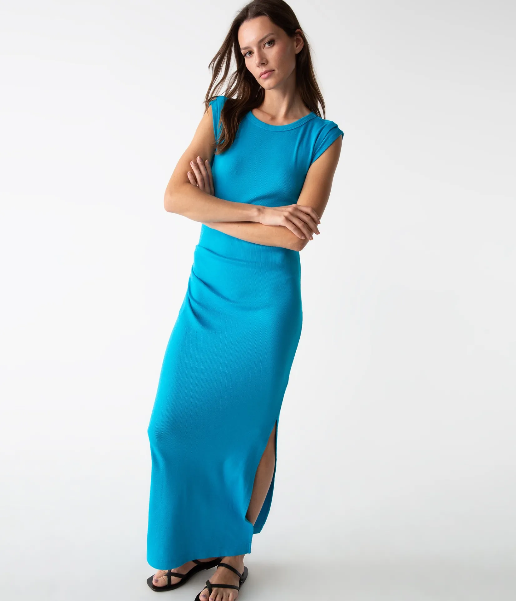 calliope_power_shoulder_maxi_dress_5.webp Michael Stars Calliope Power Shoulder Maxi Dress- Dresses | Maxi Dresses