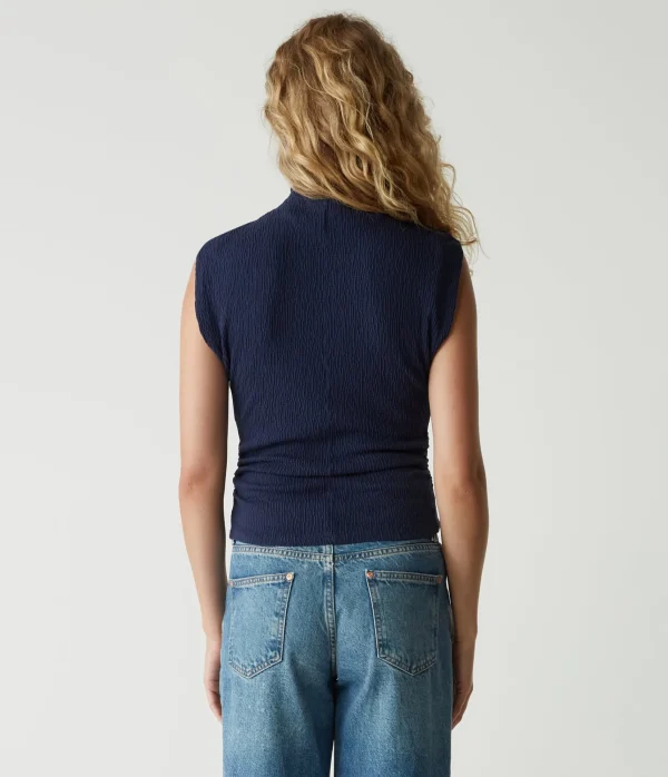 Michael Stars Campbell Mock Neck Crinkle Top- Tops, Blouses & Shirts | T-Shirts