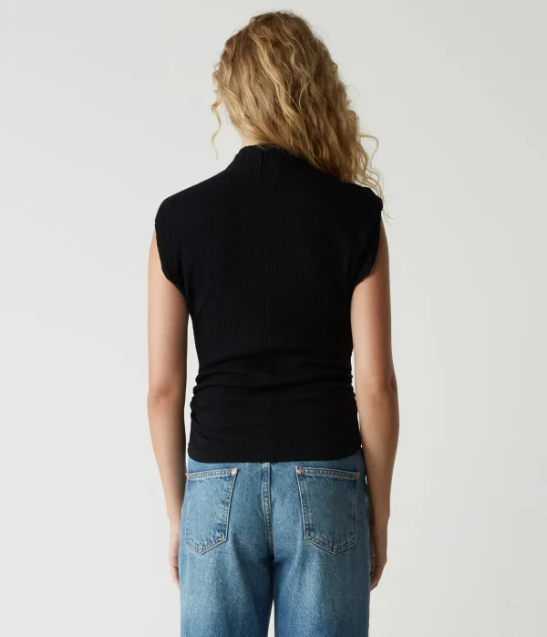 Michael Stars Campbell Mock Neck Crinkle Top- Tops, Blouses & Shirts | T-Shirts