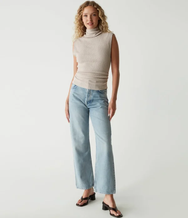Michael Stars Campbell Mock Neck Crinkle Top- Tops, Blouses & Shirts | T-Shirts
