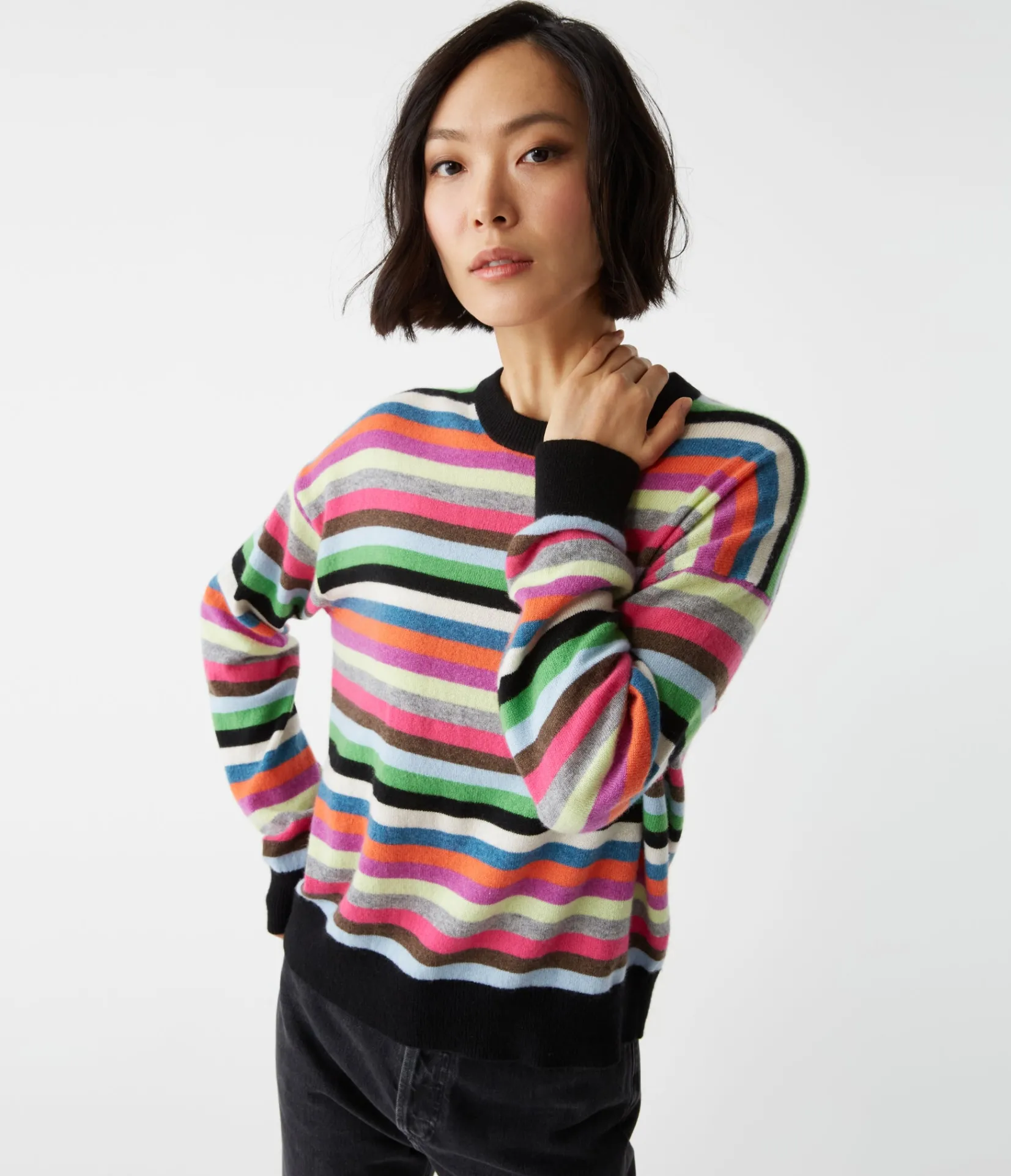 celeste_striped_crew_neck_cashmere_sweater_0.webp Michael Stars Celeste Striped Crew Neck Cashmere Sweater- Sweaters & Cardigans