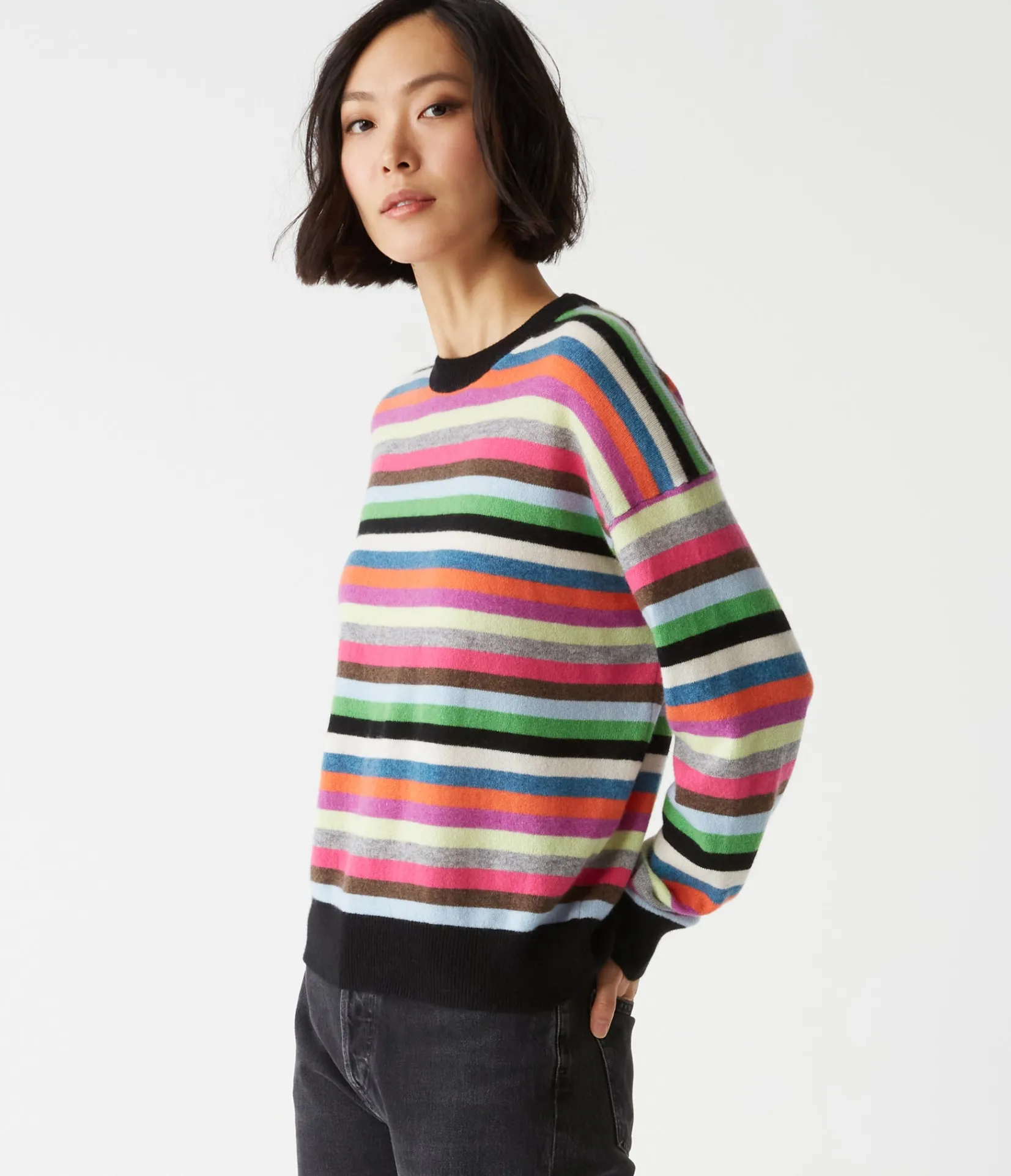 celeste_striped_crew_neck_cashmere_sweater_2.webp Michael Stars Celeste Striped Crew Neck Cashmere Sweater- Sweaters & Cardigans