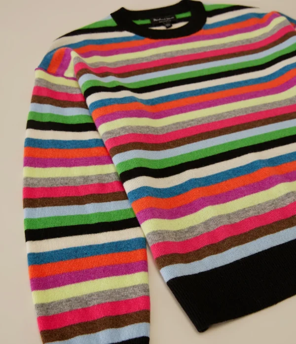 Michael Stars Celeste Striped Crew Neck Cashmere Sweater- Sweaters & Cardigans