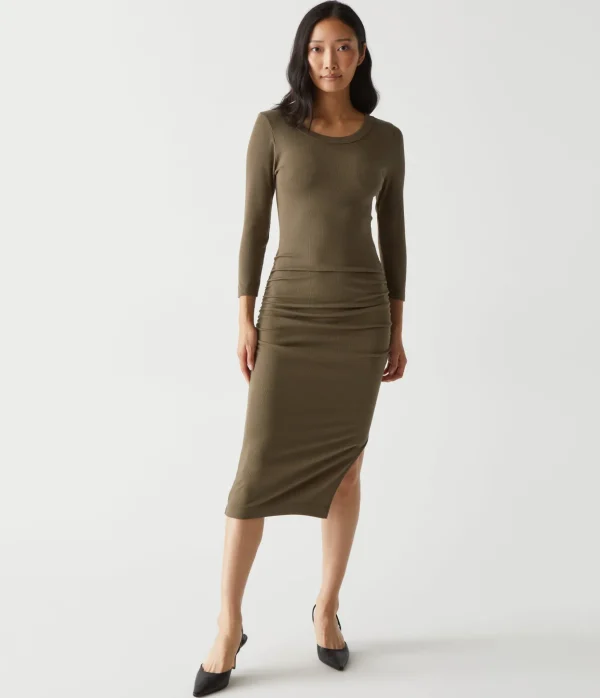 Michael Stars Christina Ribbed Midi Dress- Dresses | Midi Dresses