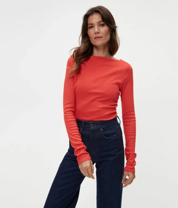 Michael Stars Clarke Ruched Tee- T-Shirts | Ultra Rib T-Shirts