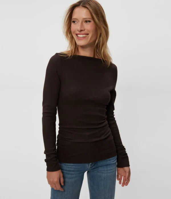 Michael Stars Clarke Ruched Tee- T-Shirts | Ultra Rib T-Shirts