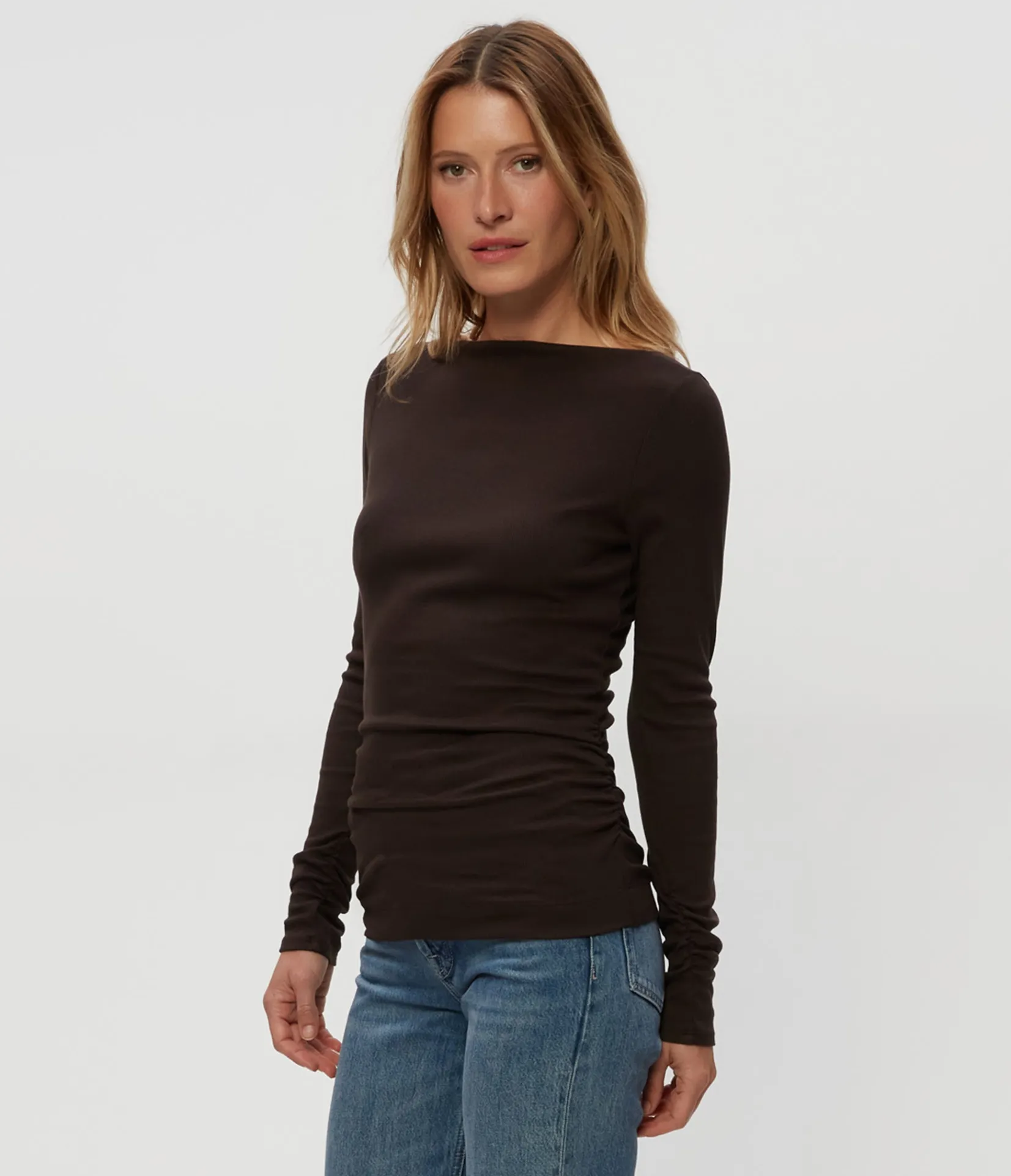 clarke_ruched_tee_27.webp Michael Stars Clarke Ruched Tee- T-Shirts | Ultra Rib T-Shirts