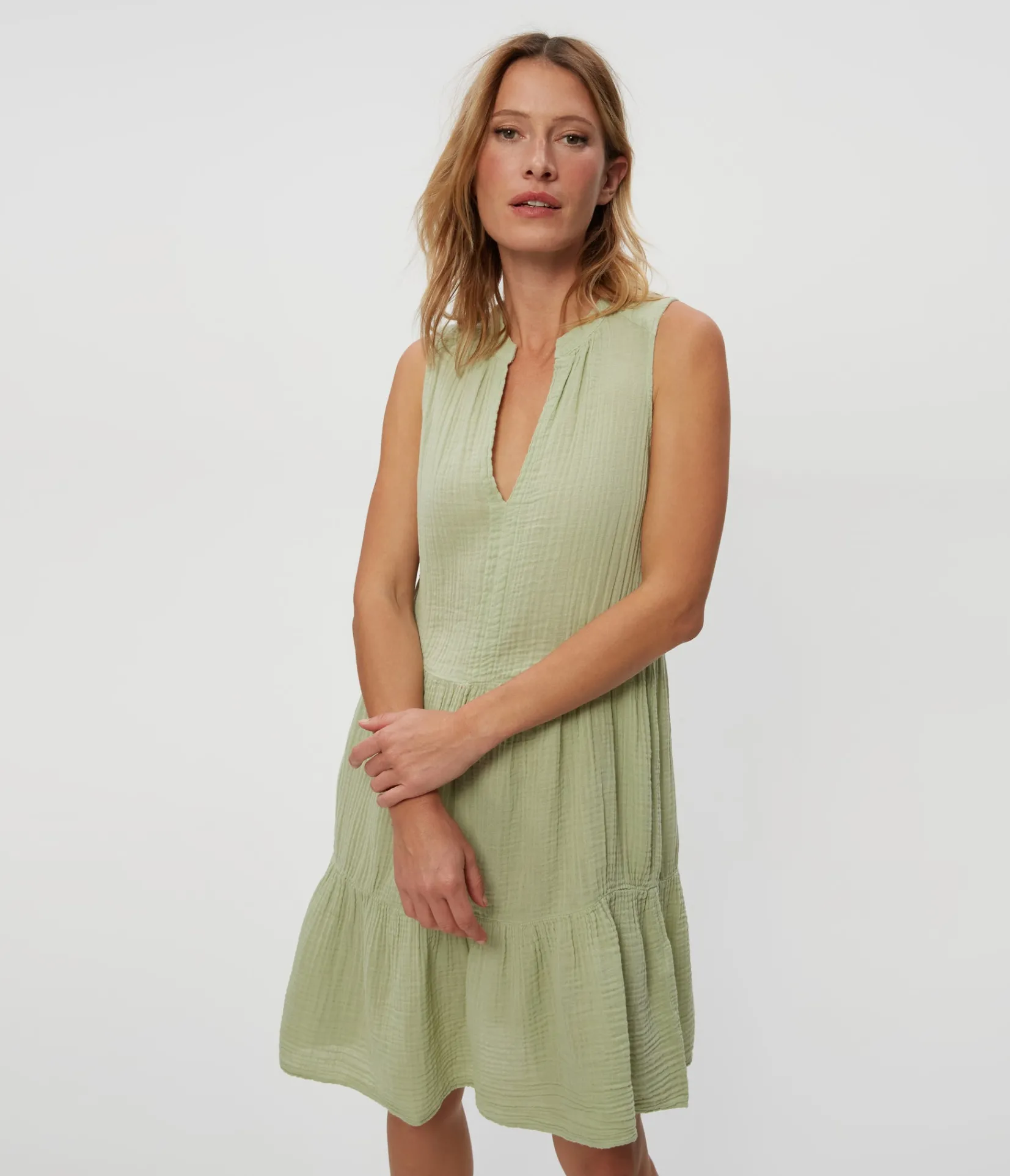 daisy_gauze_dress_1.webp Michael Stars Daisy Gauze Dress- Dresses | Knee Length Dresses