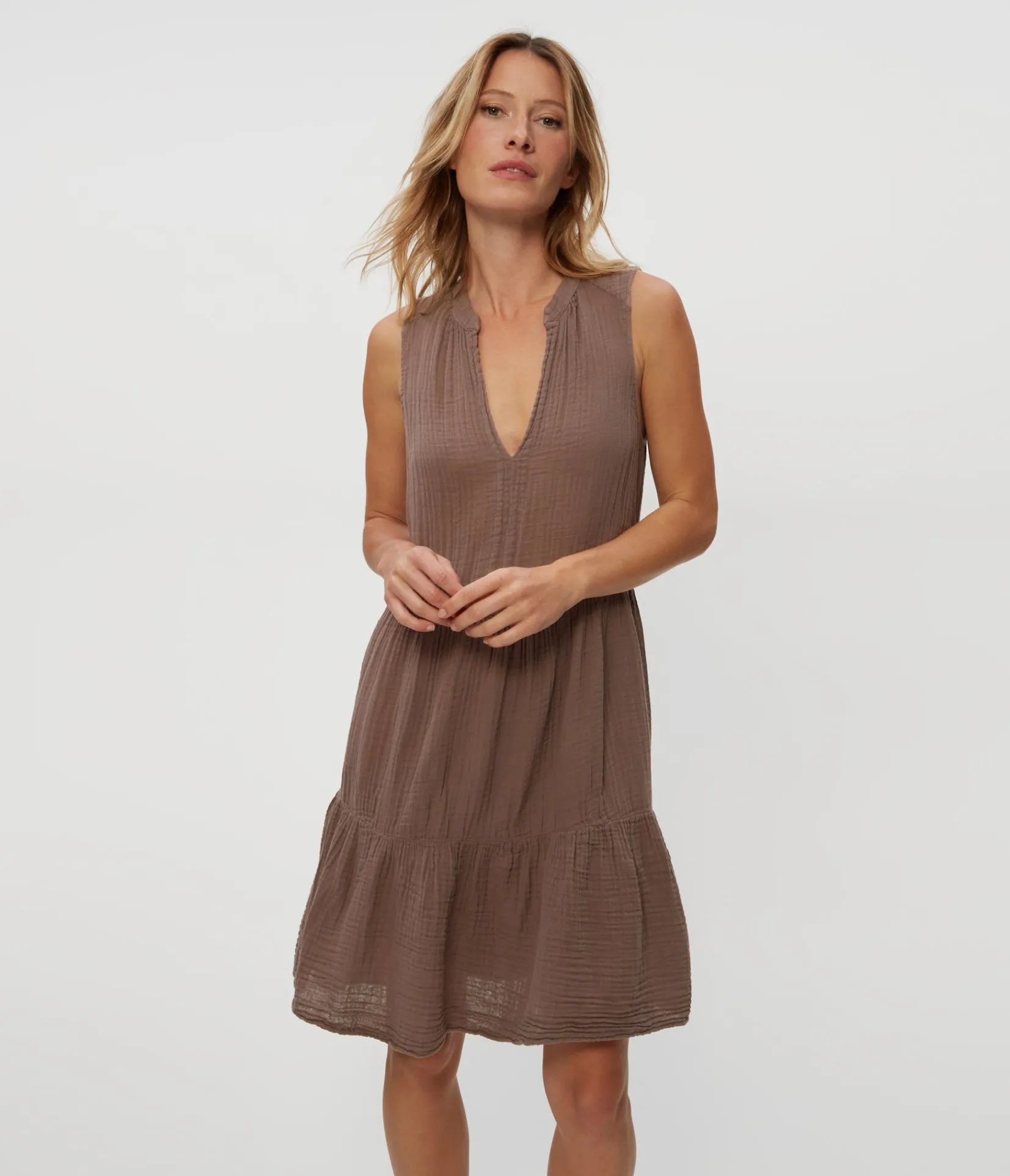 daisy_gauze_dress_24.webp Michael Stars Daisy Gauze Dress- Dresses | Knee Length Dresses