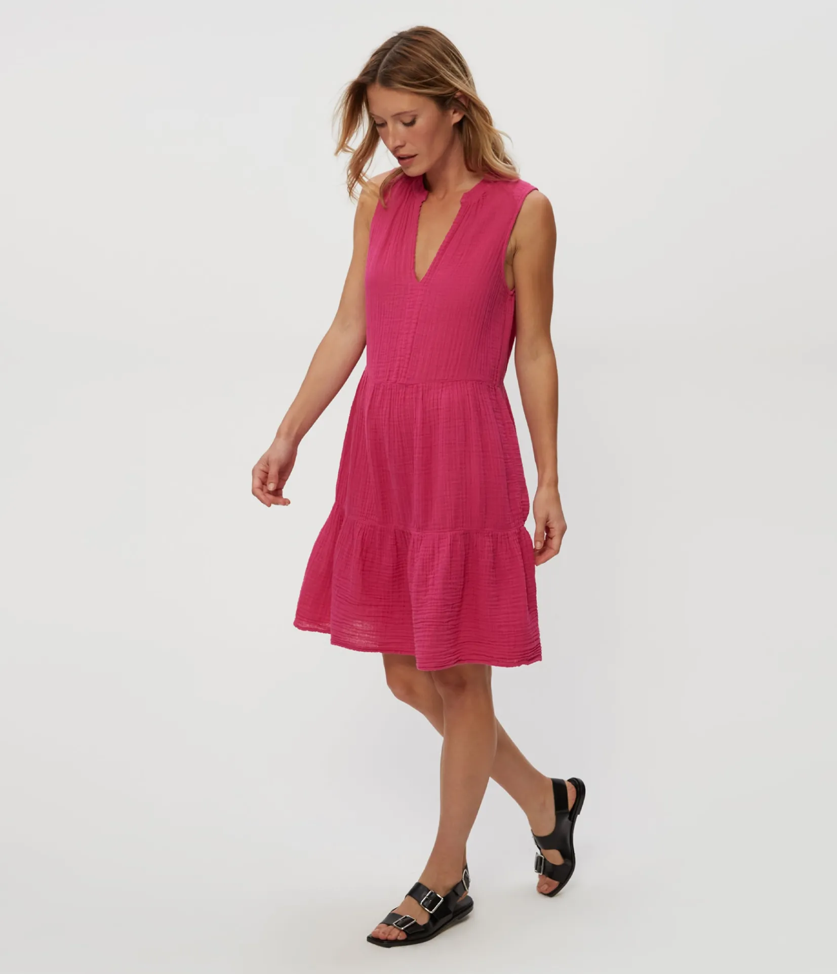 daisy_gauze_dress_39.webp Michael Stars Daisy Gauze Dress- Dresses | Knee Length Dresses