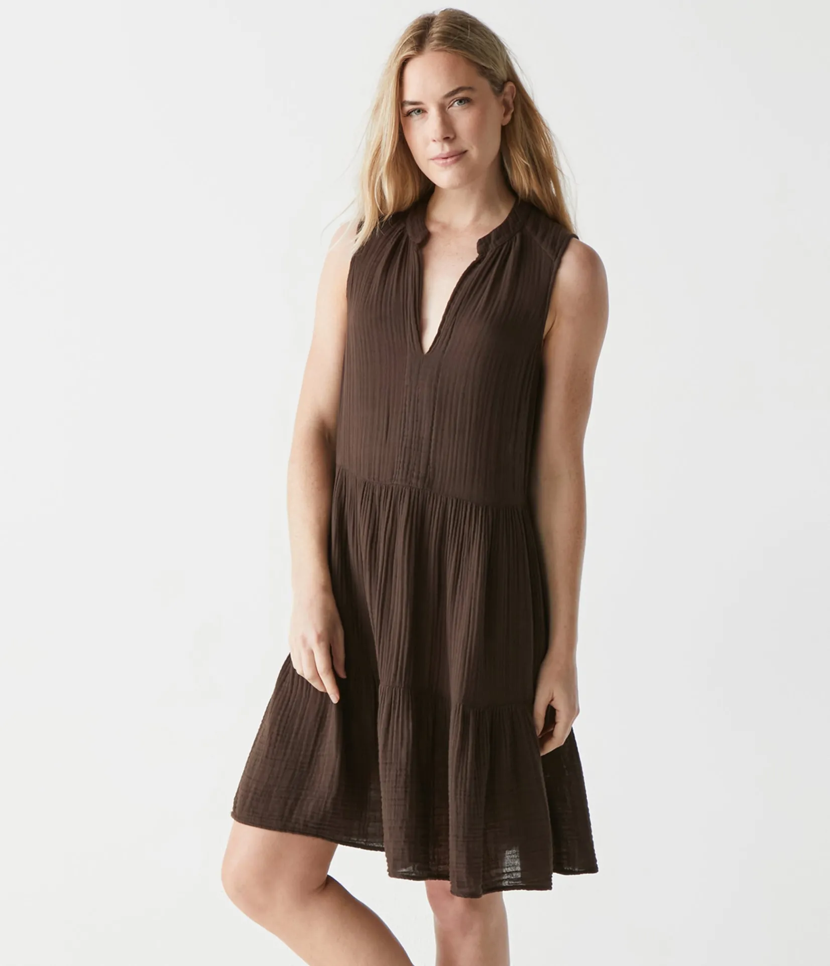 daisy_gauze_dress_71.webp Michael Stars Daisy Gauze Dress- Dresses | Knee Length Dresses