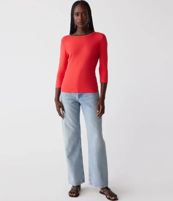 Michael Stars Dakota 3/4 Sleeve Tee- T-Shirts | Supima Cotton T-Shirts