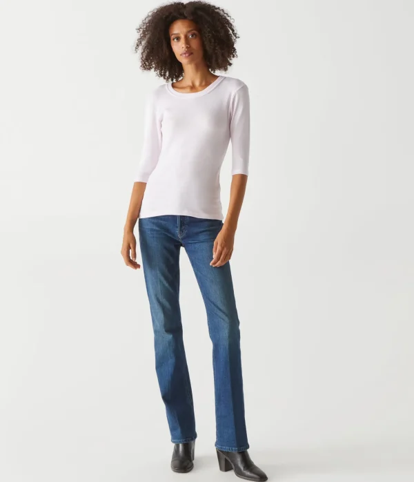 Michael Stars Dora Shine 3/4 Sleeve Tee- T-Shirts | Shine T-Shirts