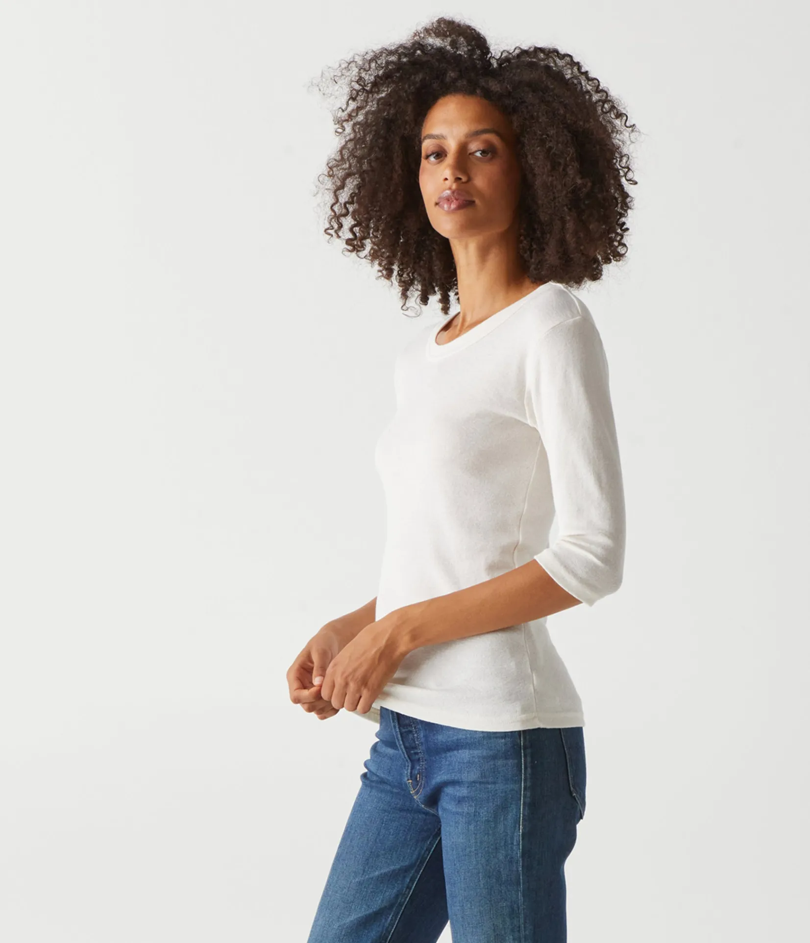 dora_shine__sleeve_tee_41.webp Michael Stars Dora Shine 3/4 Sleeve Tee- T-Shirts | Shine T-Shirts