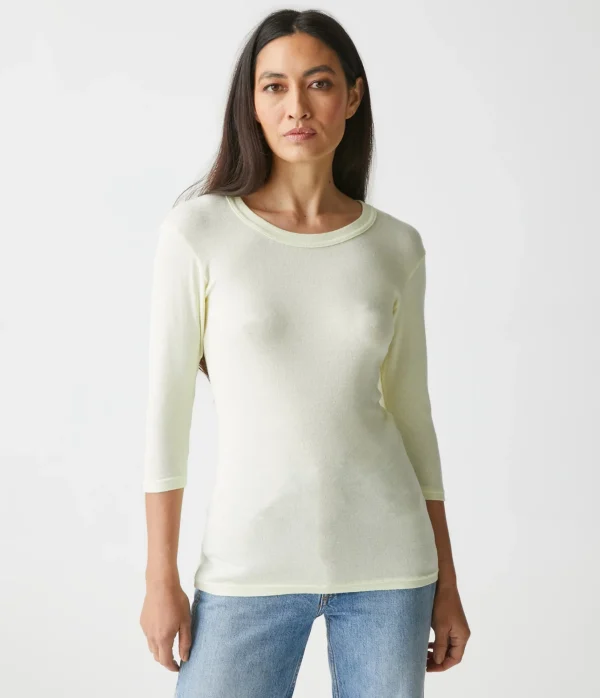 Michael Stars Dora Shine 3/4 Sleeve Tee- T-Shirts | Shine T-Shirts