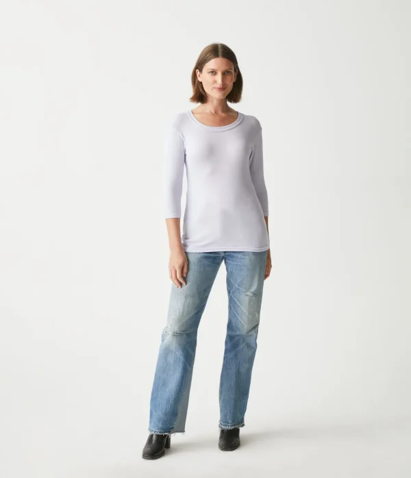 Michael Stars Dora Shine 3/4 Sleeve Tee- T-Shirts | Shine T-Shirts
