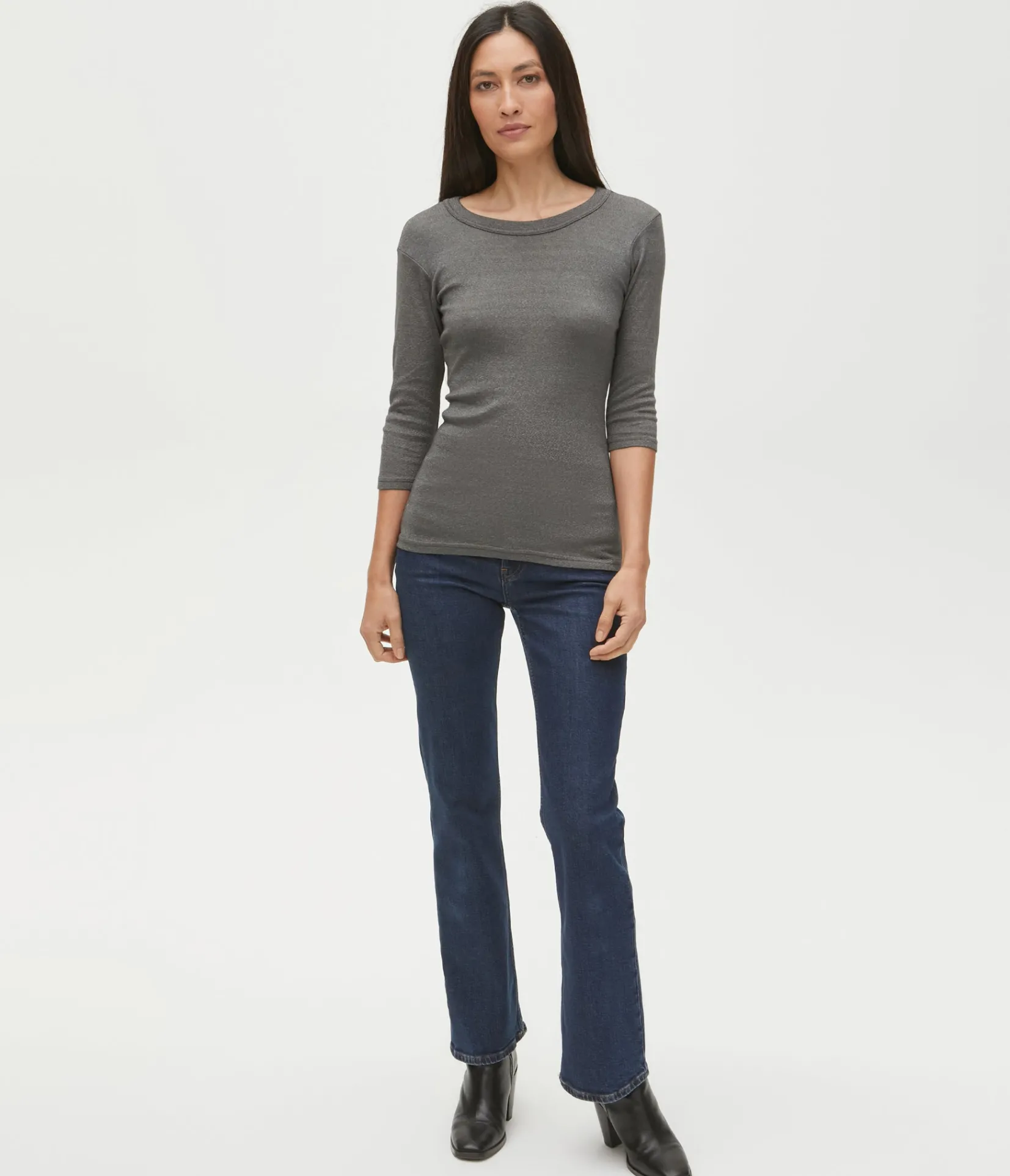 dora_shine__sleeve_tee_52.webp Michael Stars Dora Shine 3/4 Sleeve Tee- T-Shirts | Shine T-Shirts