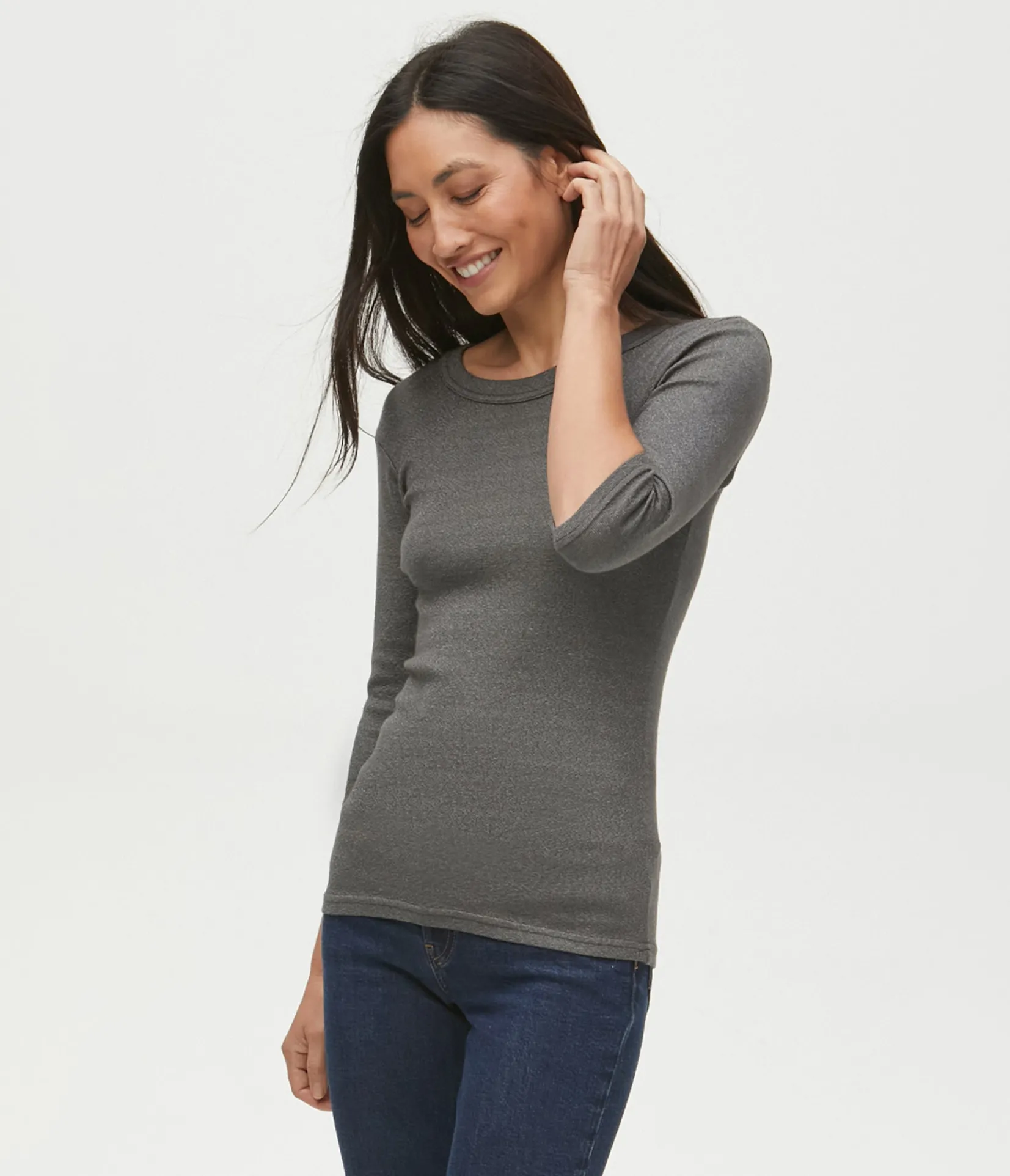 dora_shine__sleeve_tee_53.webp Michael Stars Dora Shine 3/4 Sleeve Tee- T-Shirts | Shine T-Shirts