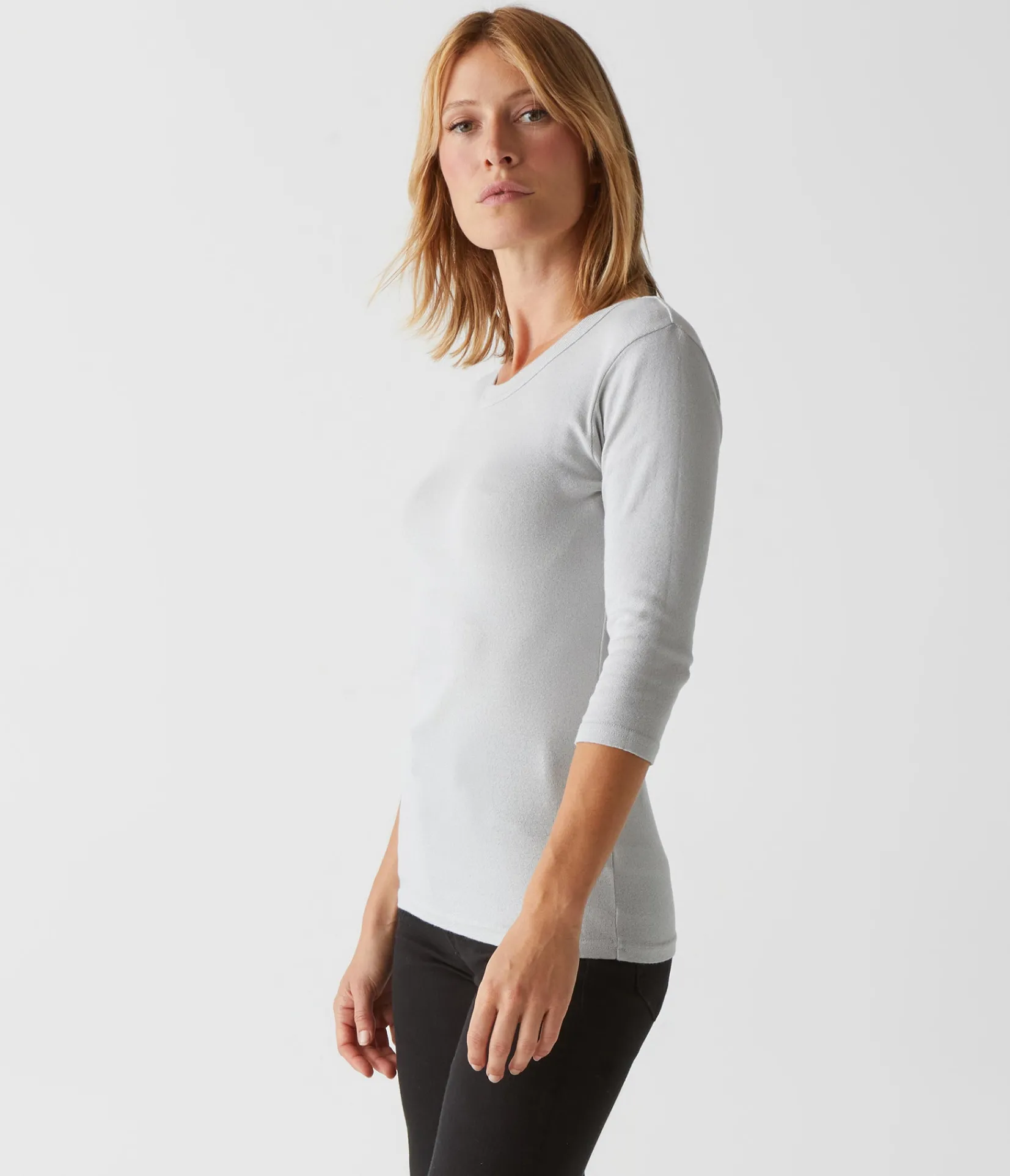 dora_shine__sleeve_tee_58.webp Michael Stars Dora Shine 3/4 Sleeve Tee- T-Shirts | Shine T-Shirts