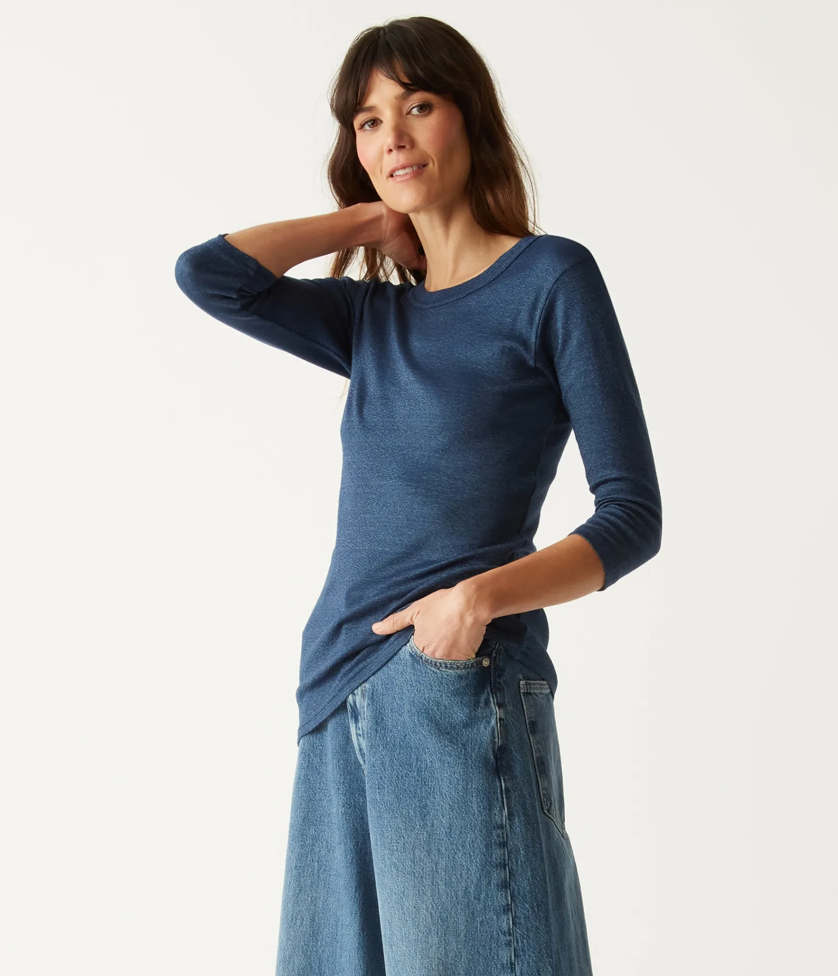 dora_shine__sleeve_tee_61.webp Michael Stars Dora Shine 3/4 Sleeve Tee- T-Shirts | Shine T-Shirts