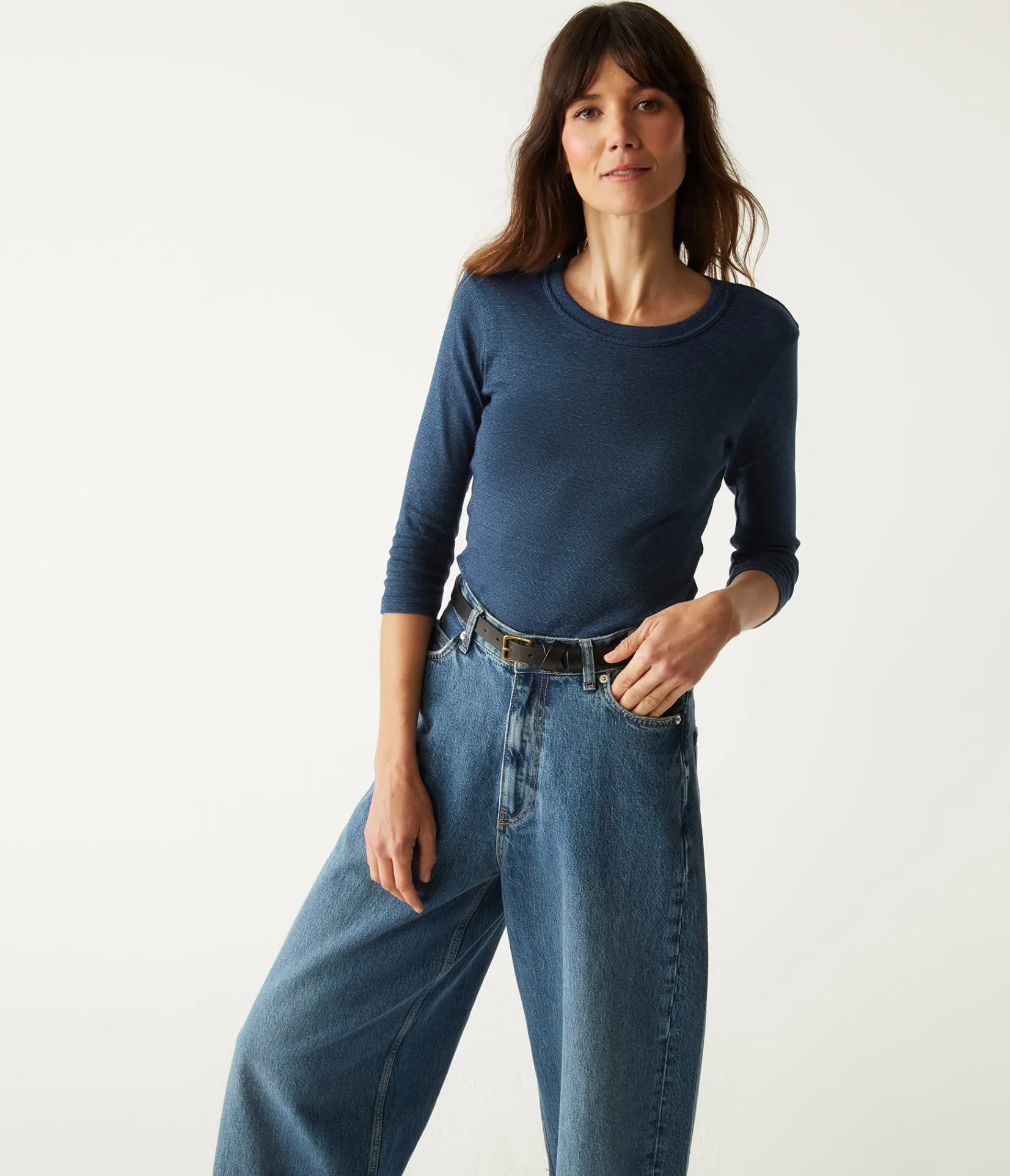 dora_shine__sleeve_tee_62.webp Michael Stars Dora Shine 3/4 Sleeve Tee- T-Shirts | Shine T-Shirts