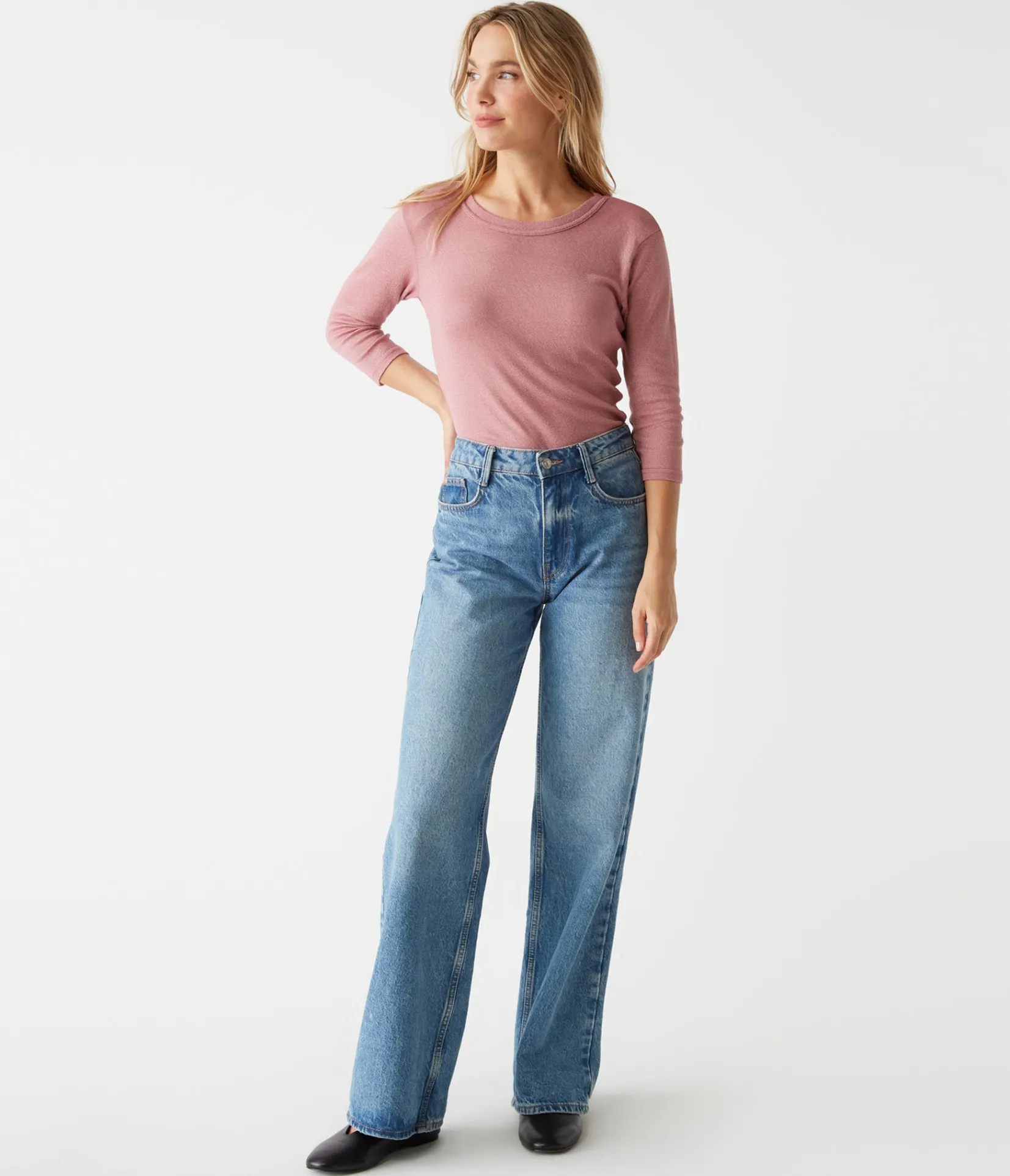 dora_shine__sleeve_tee_65.webp Michael Stars Dora Shine 3/4 Sleeve Tee- T-Shirts | Shine T-Shirts