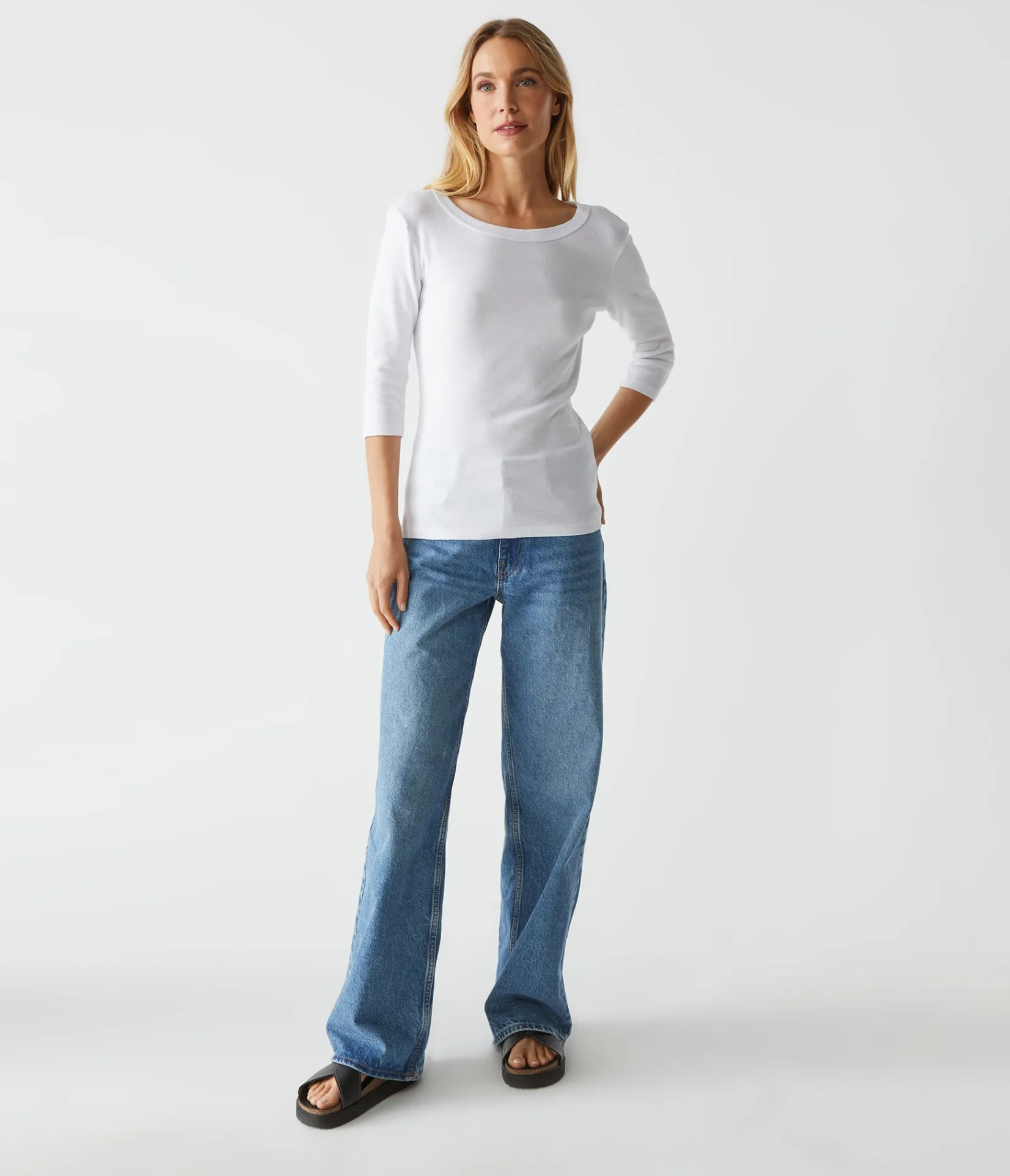 dot__sleeve_tee_13.webp Michael Stars Dot 3/4 Sleeve Tee- T-Shirts | 1x1 Cotton T-Shirts