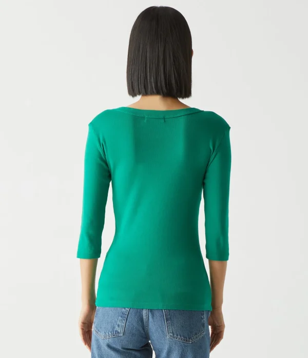 Michael Stars Dot 3/4 Sleeve Tee- T-Shirts | 1x1 Cotton T-Shirts