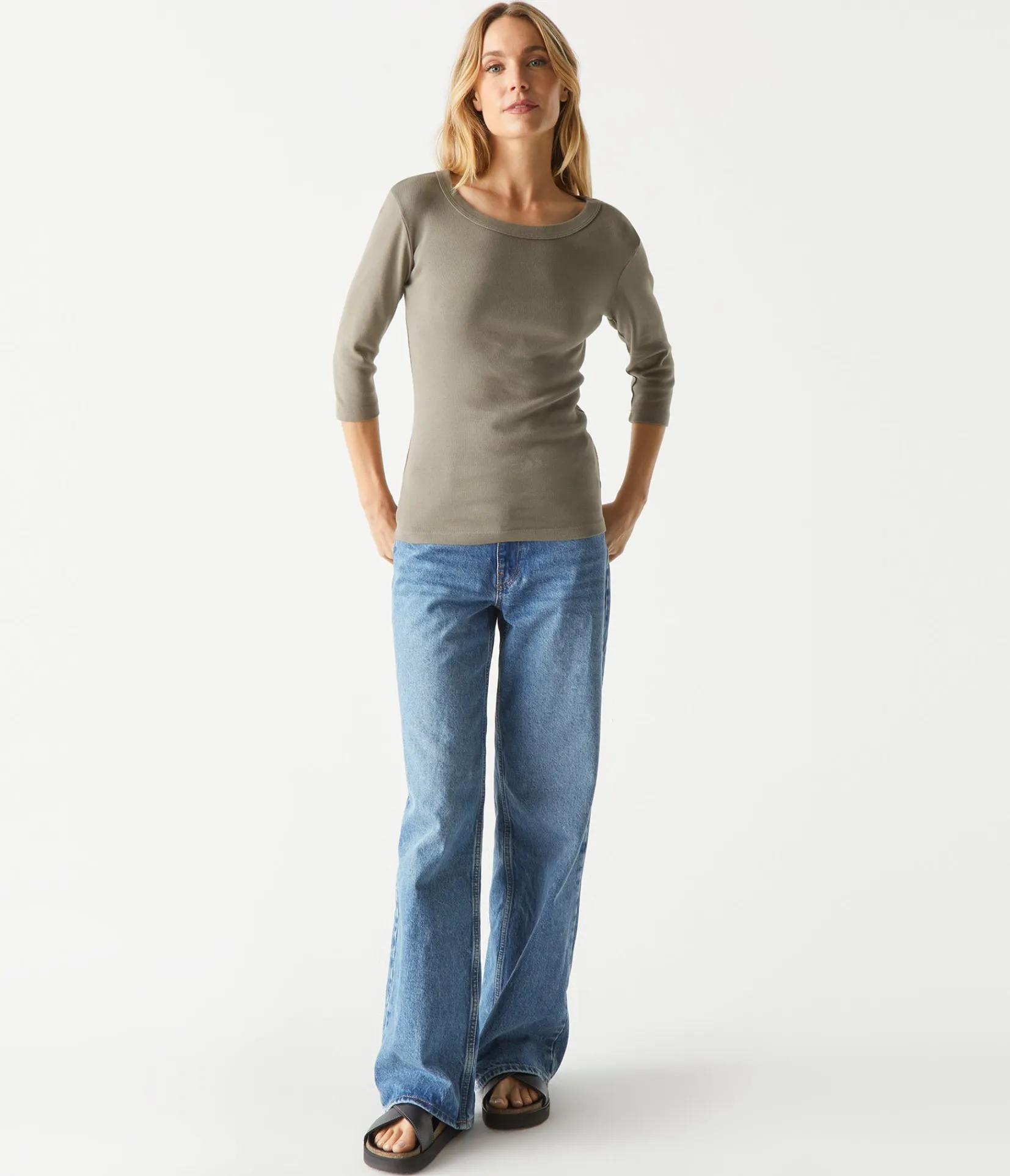 dot__sleeve_tee_29.webp Michael Stars Dot 3/4 Sleeve Tee- T-Shirts | 1x1 Cotton T-Shirts